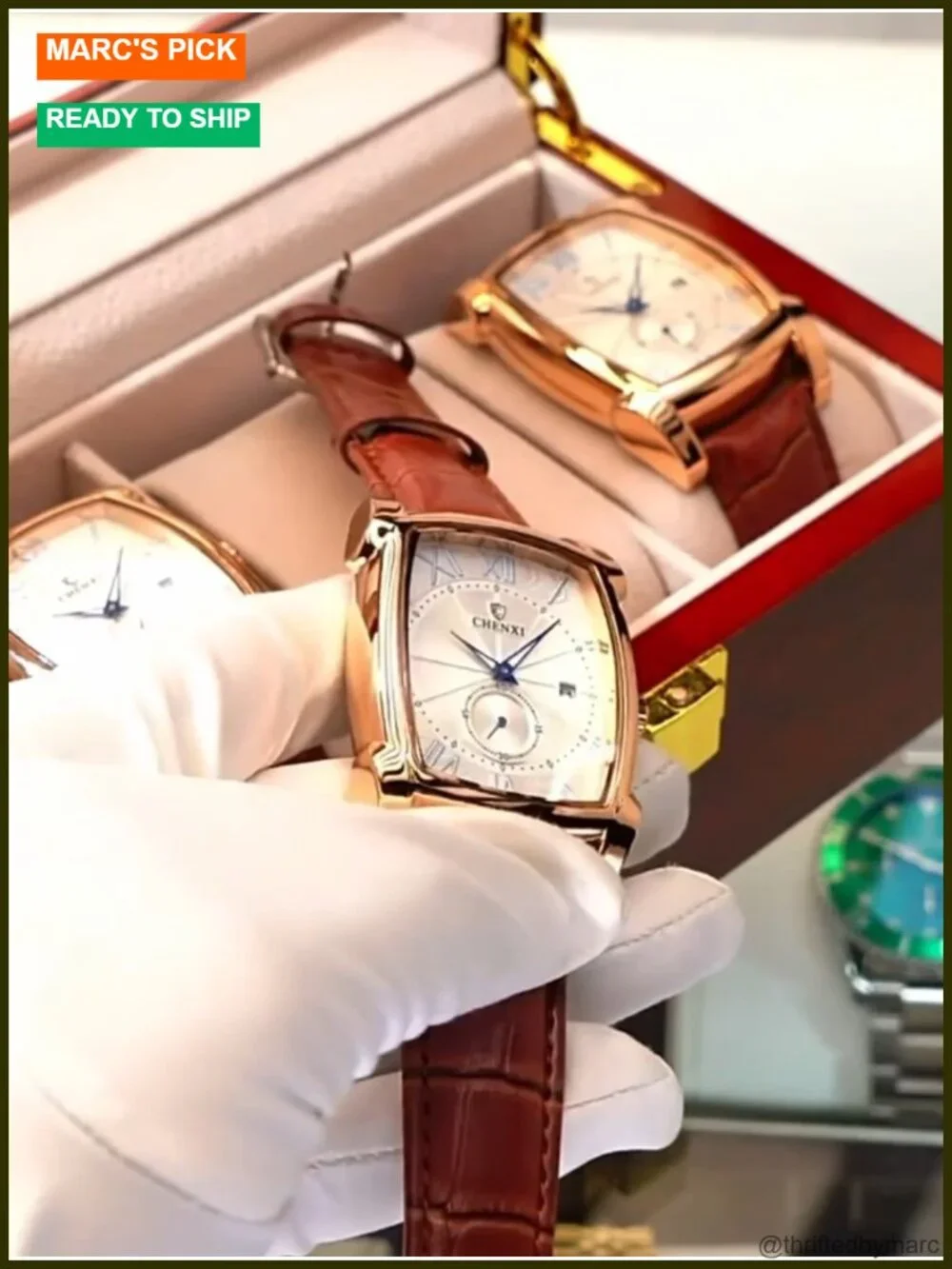 Vintage Square Leather Strap Wrist Watch Quartz Luminous Roman Numerals Business